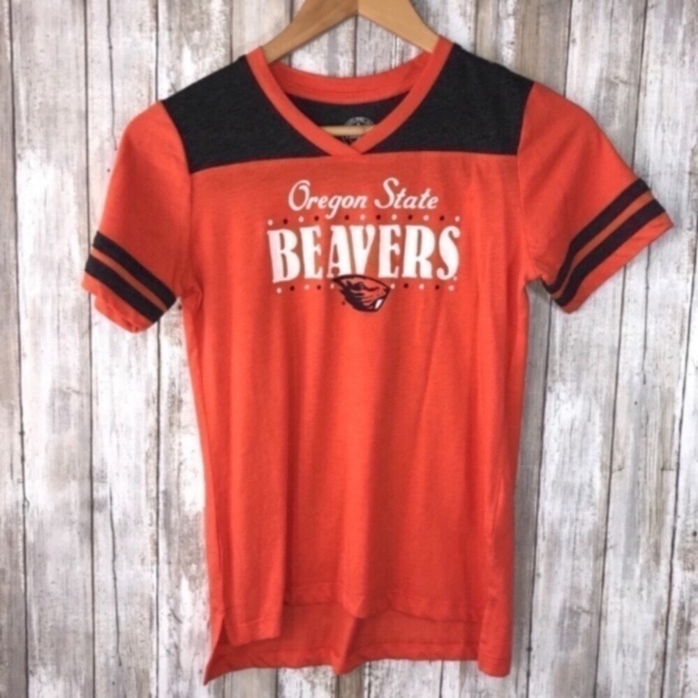 Oregon State Beavers V-Neck Tee Girls Large Fits Women’s XS Game Day Shirt